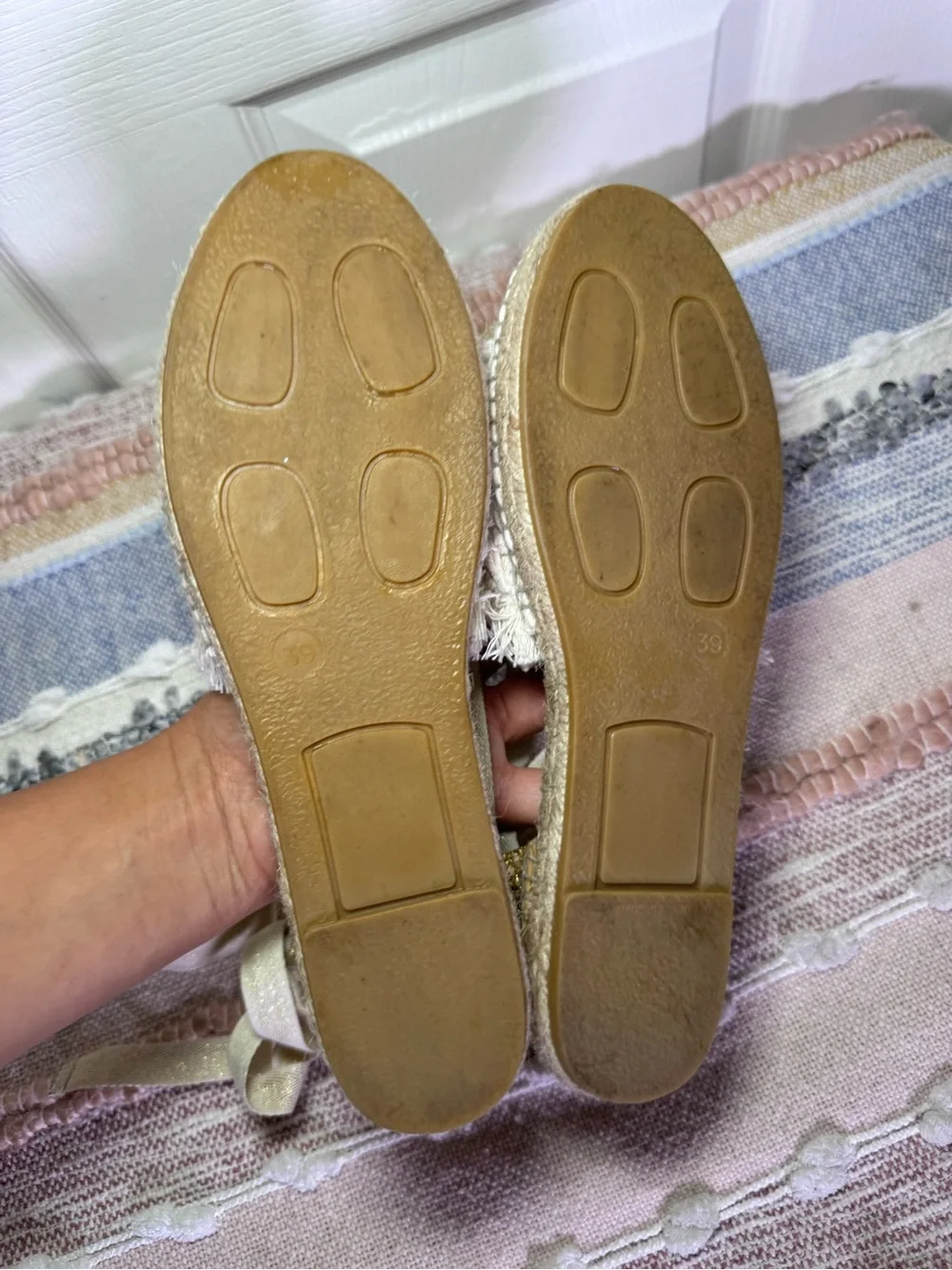 Free People Vida Ivory Woven Lurex Lace-Up Flatform Espadrilles